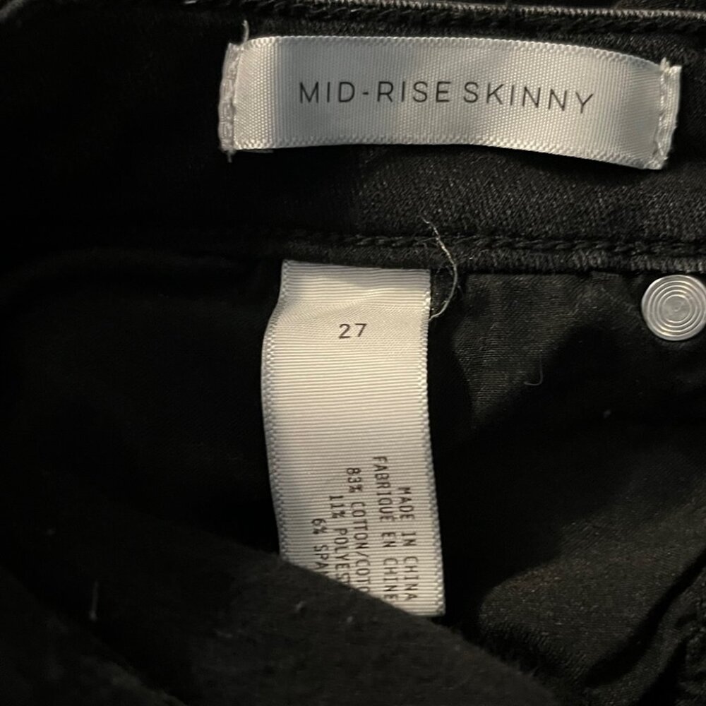 Leith Mid-Rise Skinny Jeans Black Distressed Size 27 - Picture 6 of 6